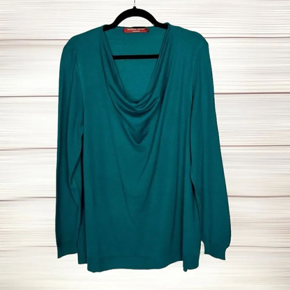 Marina Rinaldi Sport Sweater Tunic Deep Sea Green A-line Cowl Neck M US 12-14